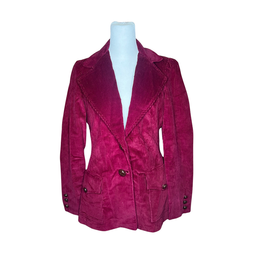 Vtg 70s Artbro Jr Sportswear Corduroy Jacket Burgundy Whimsigoth Academia Preppy